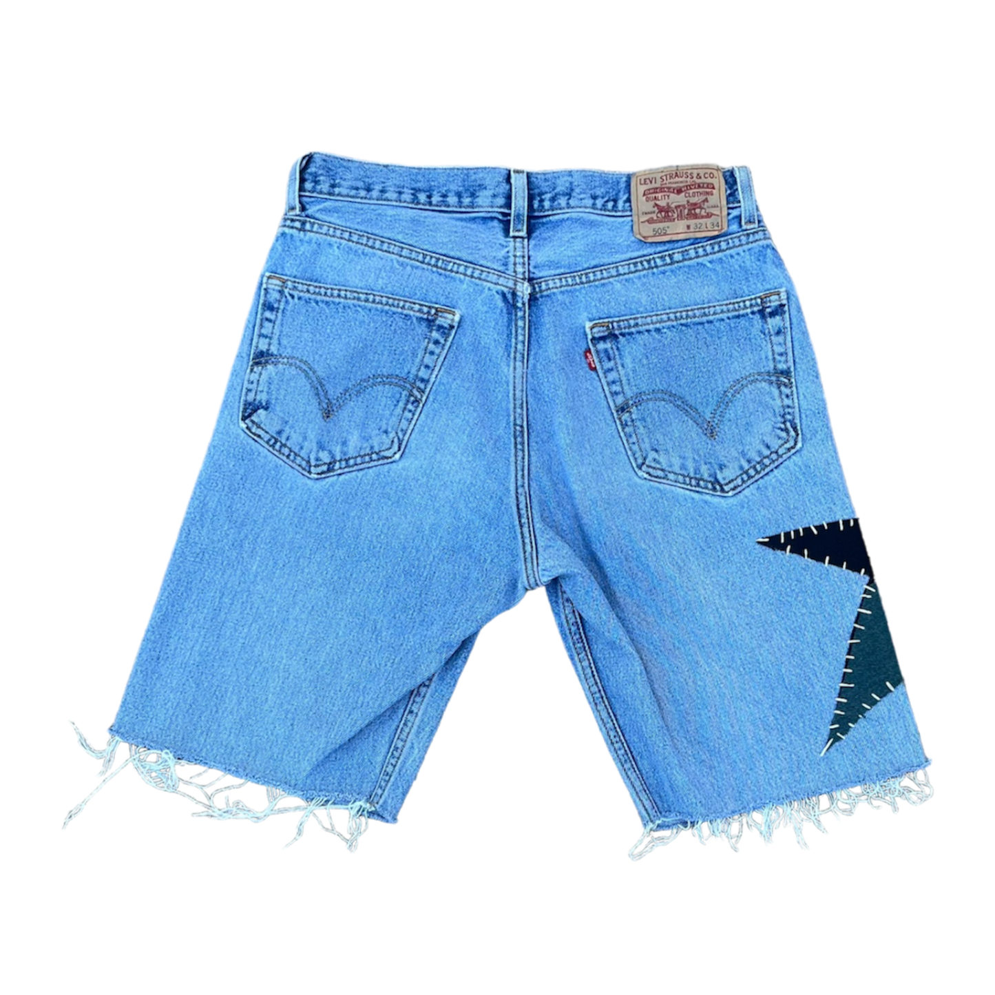 Star patchwork Jean shorts (size 32)